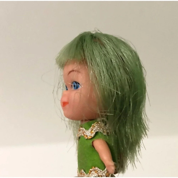 Vtg 1970s Liddle Kiddle Clone Doll Green Hair 2 Inch Tall  Hong Kong - Picture 15 of 15
